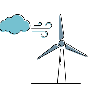 wind is blowing at a wind turbine