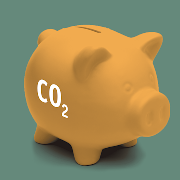 Sparschwein mit CO2 Beschriftung