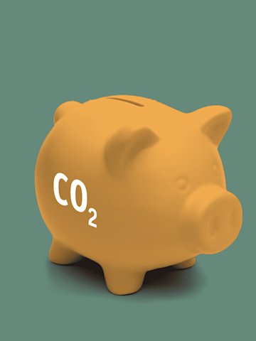 Sparschwein mit CO2 Beschriftung