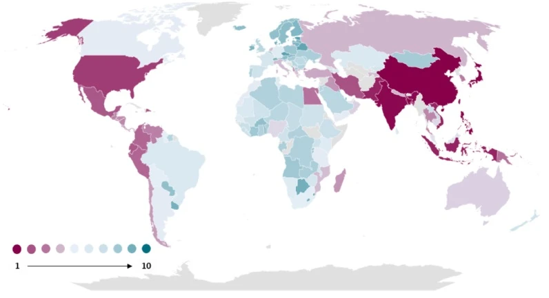 Figure 2 | Countries with the greatest risk for natural disasters