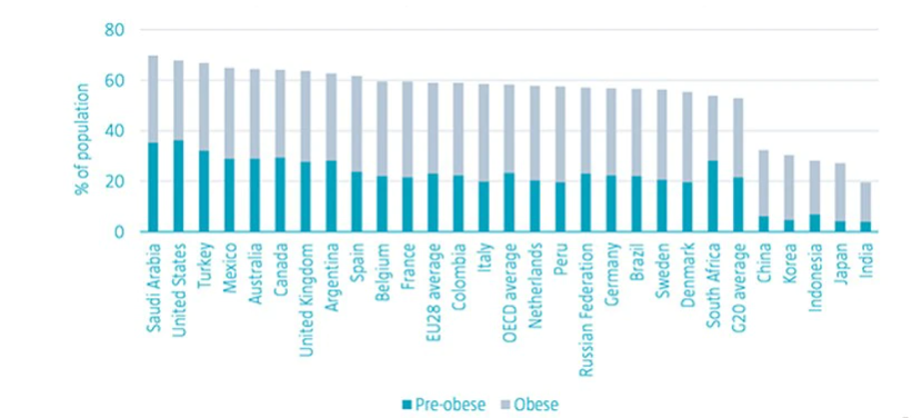 Figura 1: Gran parte della popolazione è in sovrappeso