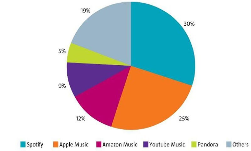 图3：2020年一季度全球音乐流媒体收入占比