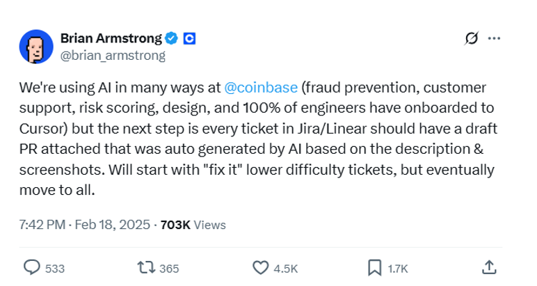 Figure 1 – Coinbase is using AI in many ways