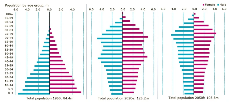 Figure 2: An inverted pyramid – Japan’s aging demographics