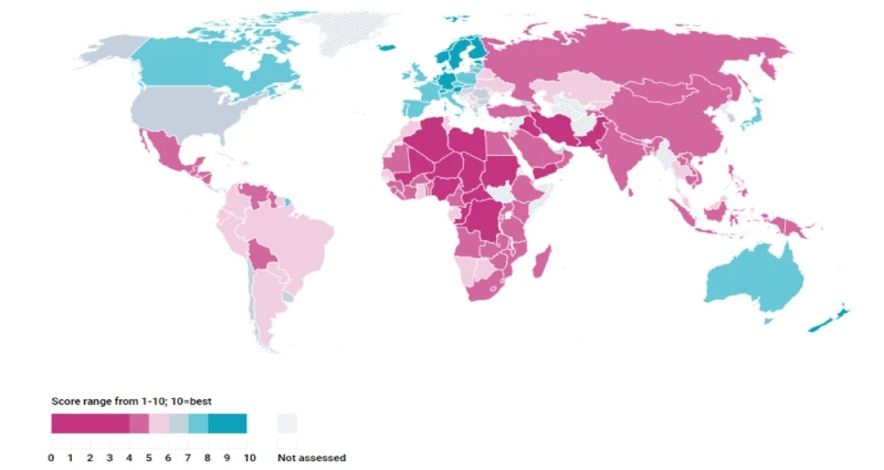 Figure 1: The global country sustainability ranking map¹