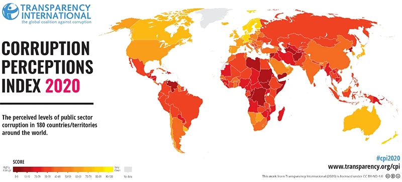 The world’s most and least corrupt countries in 2020