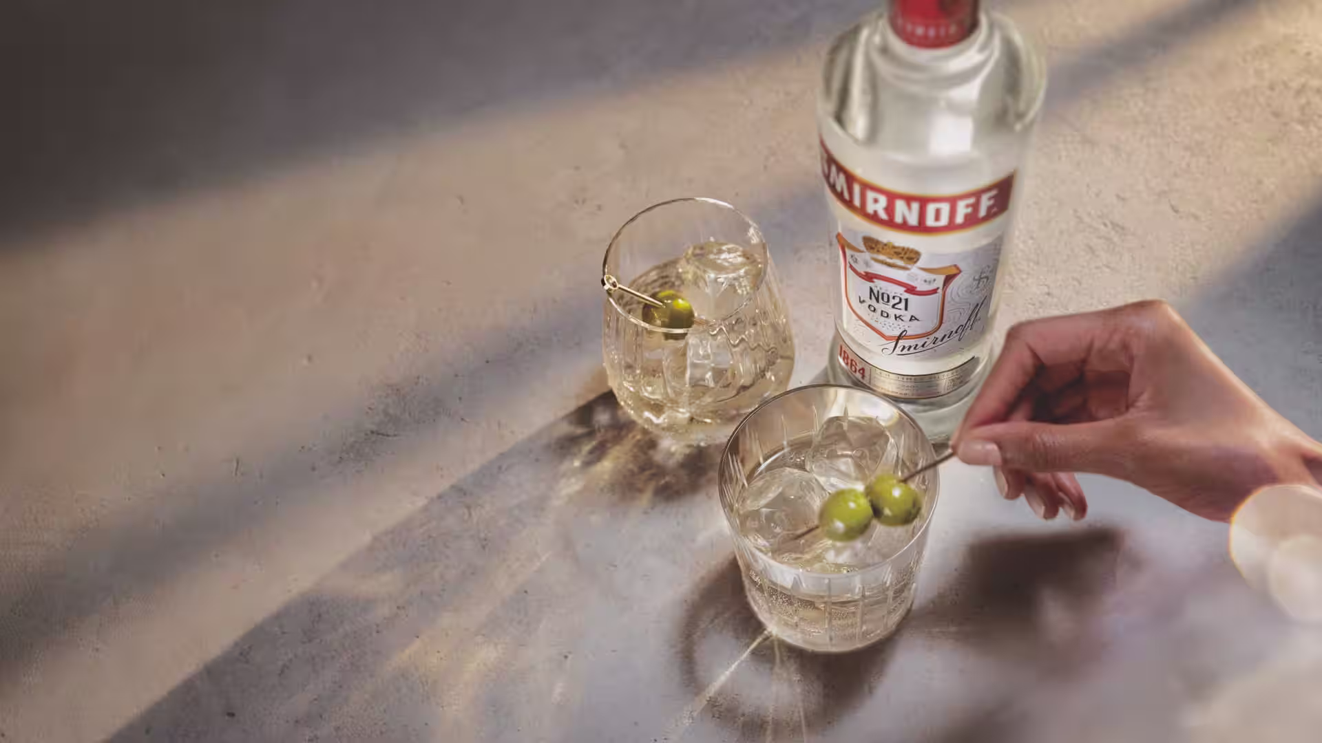 Smirnoff No 21 with two cocktails