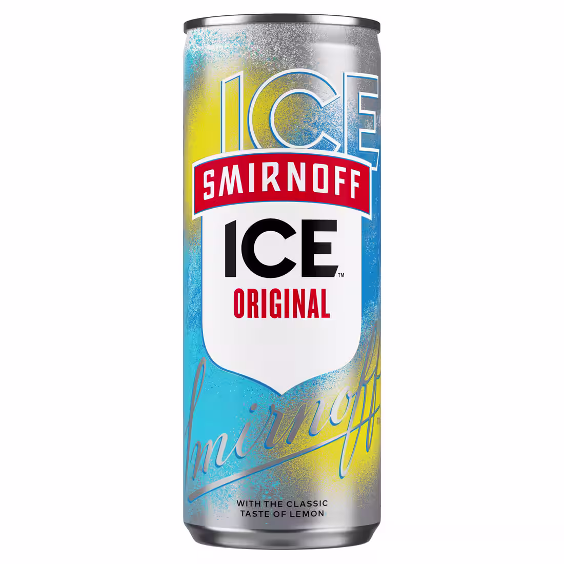 Smirnoff ICE original can, zoomed in.