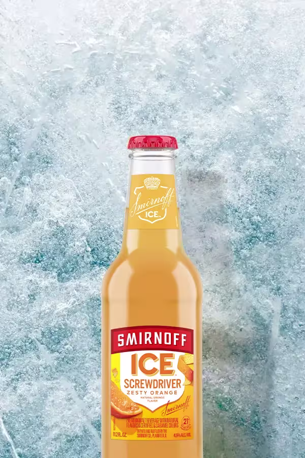 Smirnoff Ice Screwdriver on a Icy background