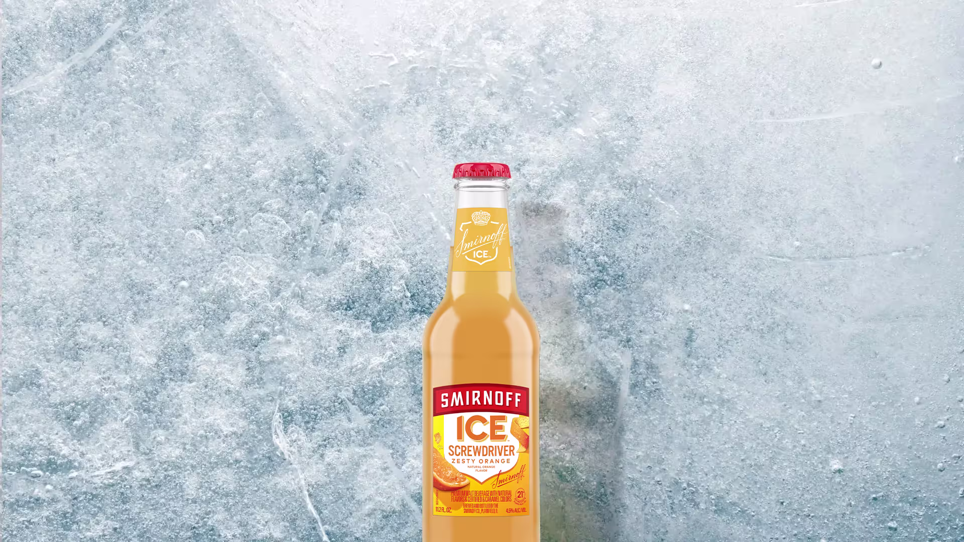Smirnoff Ice Screwdriver on a Icy background