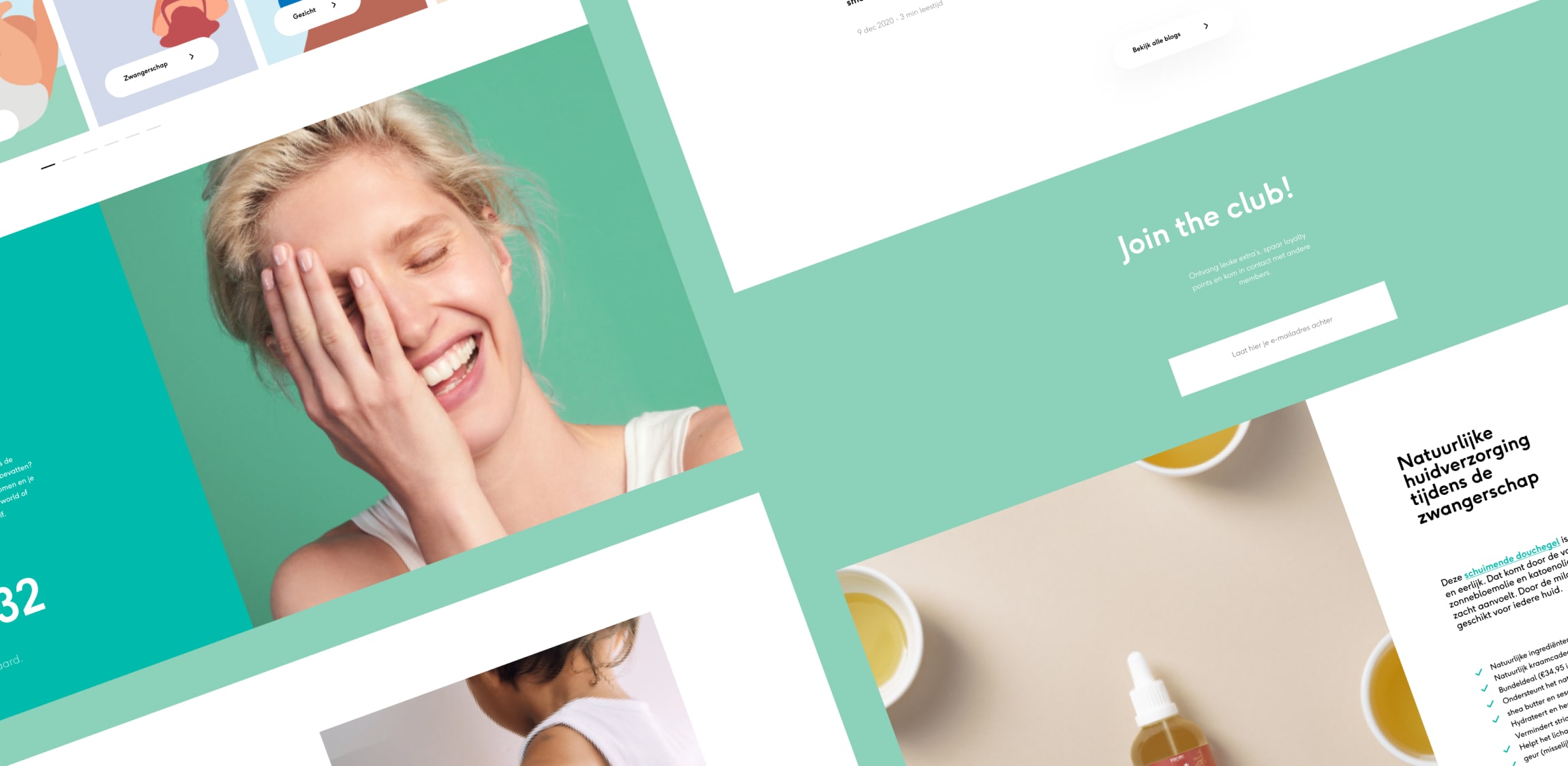 Enkele pagina's van de Naif website naast elkaar uitgelegd. 