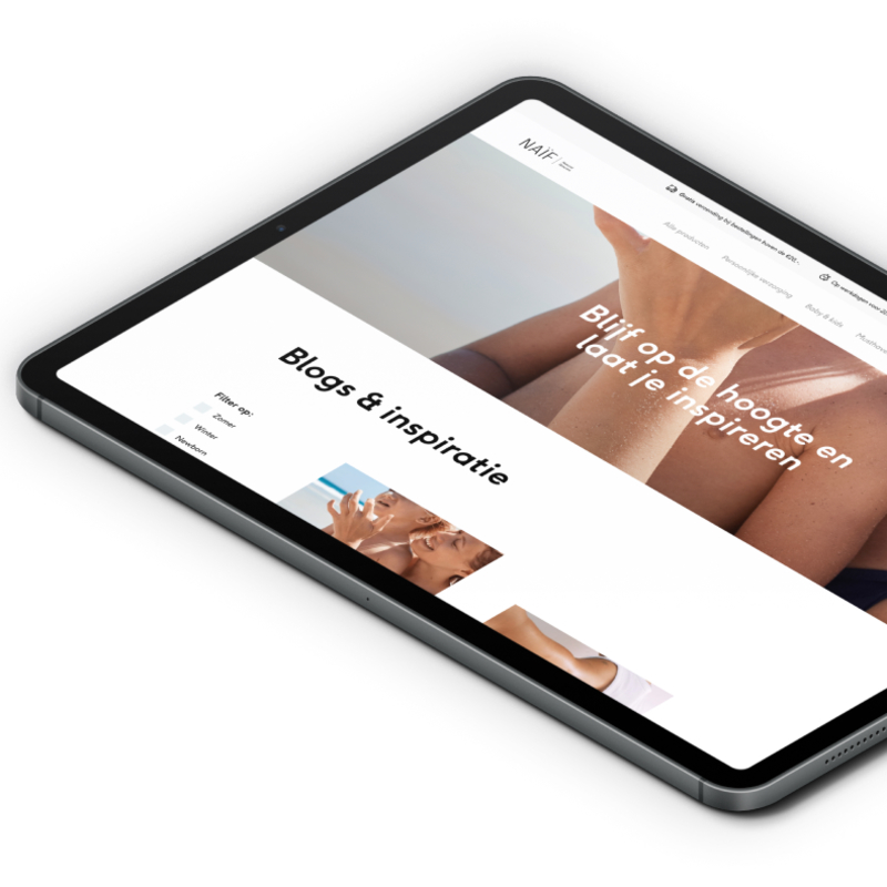 Ipad mockup van Naifcare: de blogs en inspiratie pagina