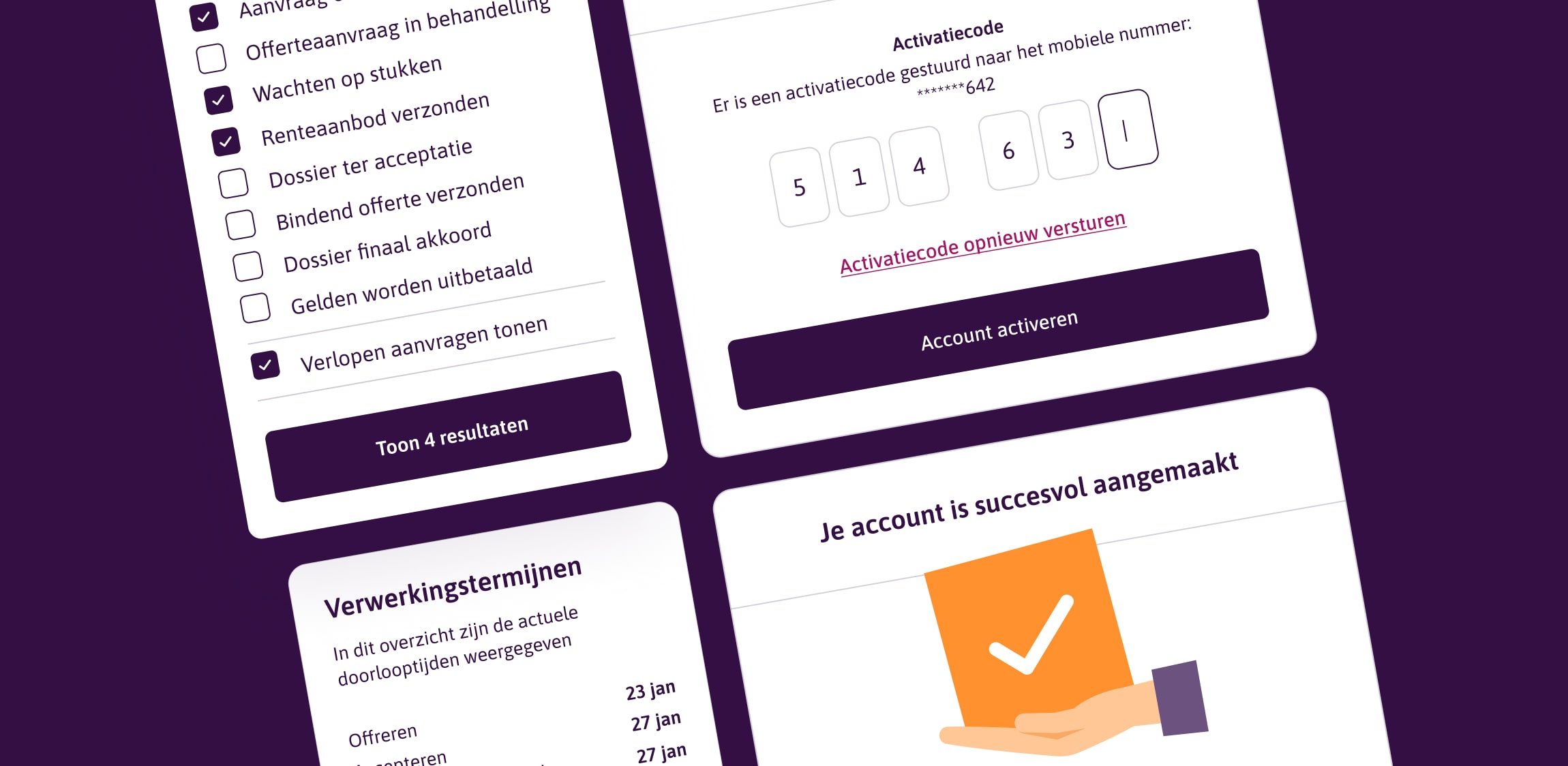 Enkele components van het design system uitgelicht naast elkaar