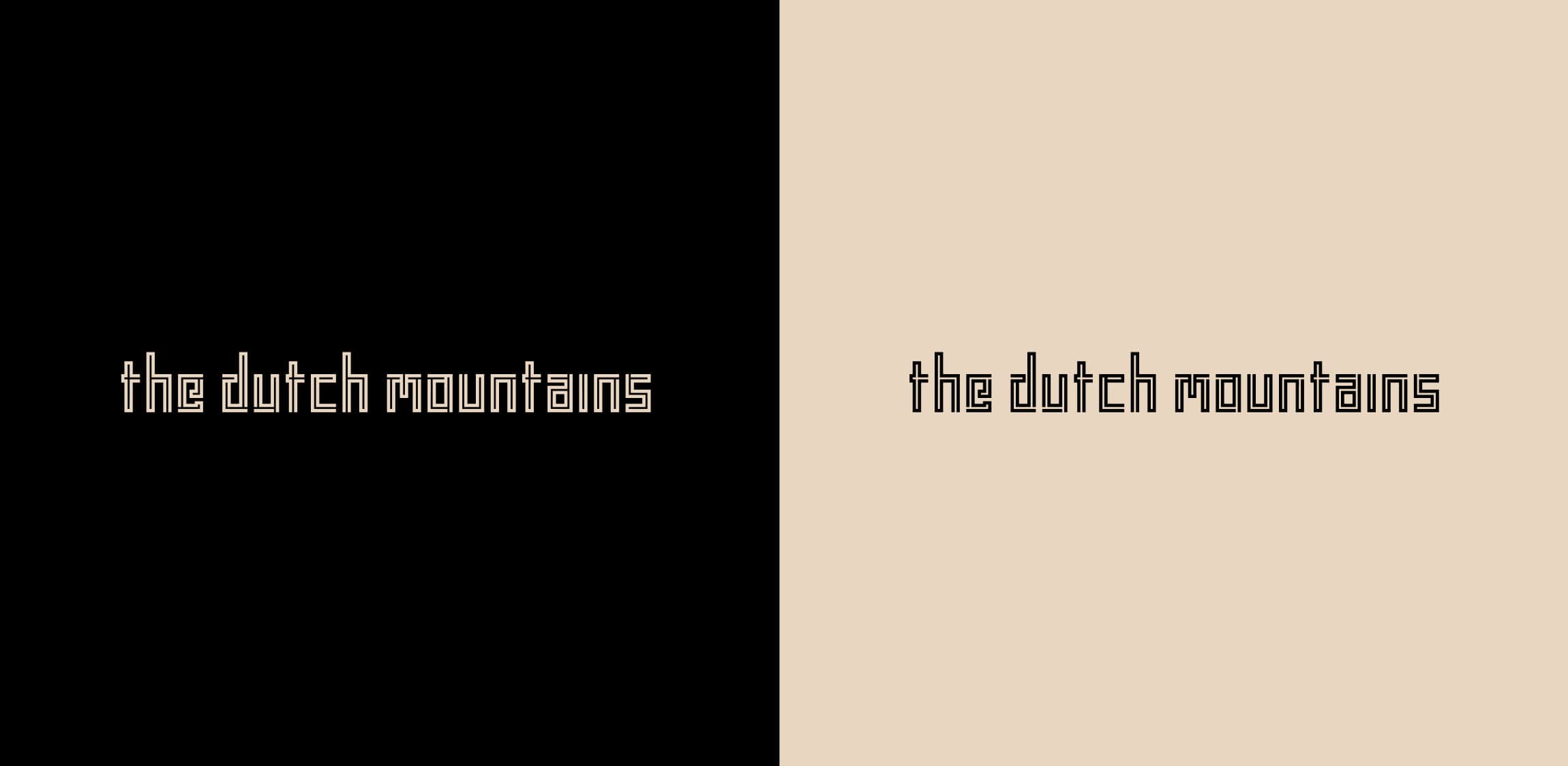 Twee versies van het logo van The Dutch Mountains, donkere en lichte versie. 