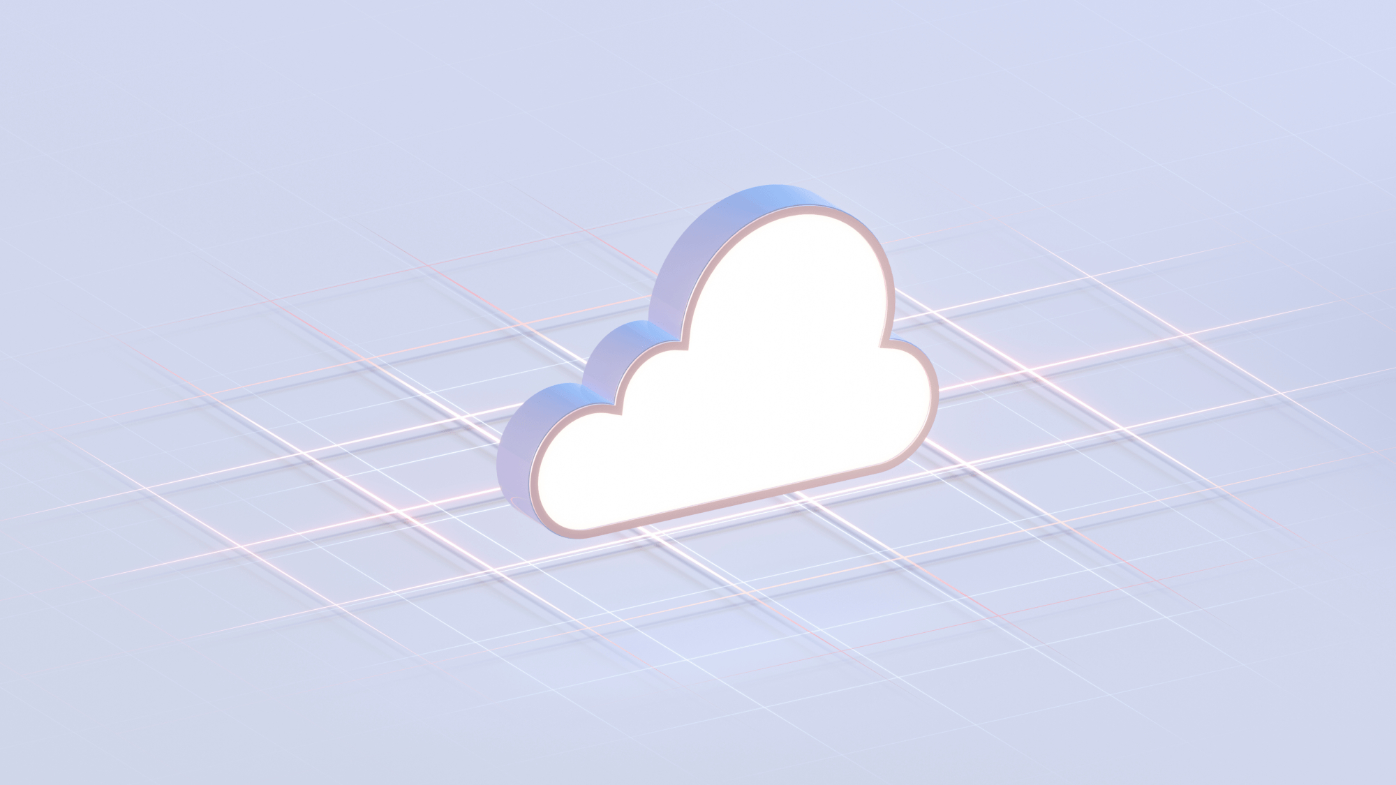 Een getekende 3D wolk op een licht paarse achtergrond