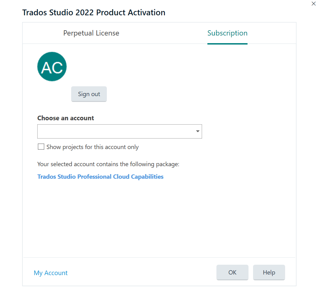 Trados Studio subscription activation 2