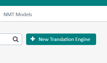 Zrzut ekranu z chmurowego Tradosa: przycisk zakładania Translation Engine.