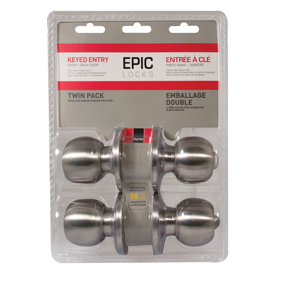 Epic - Ball Knob Twin Pack - Entry - Satin Stainless Steel