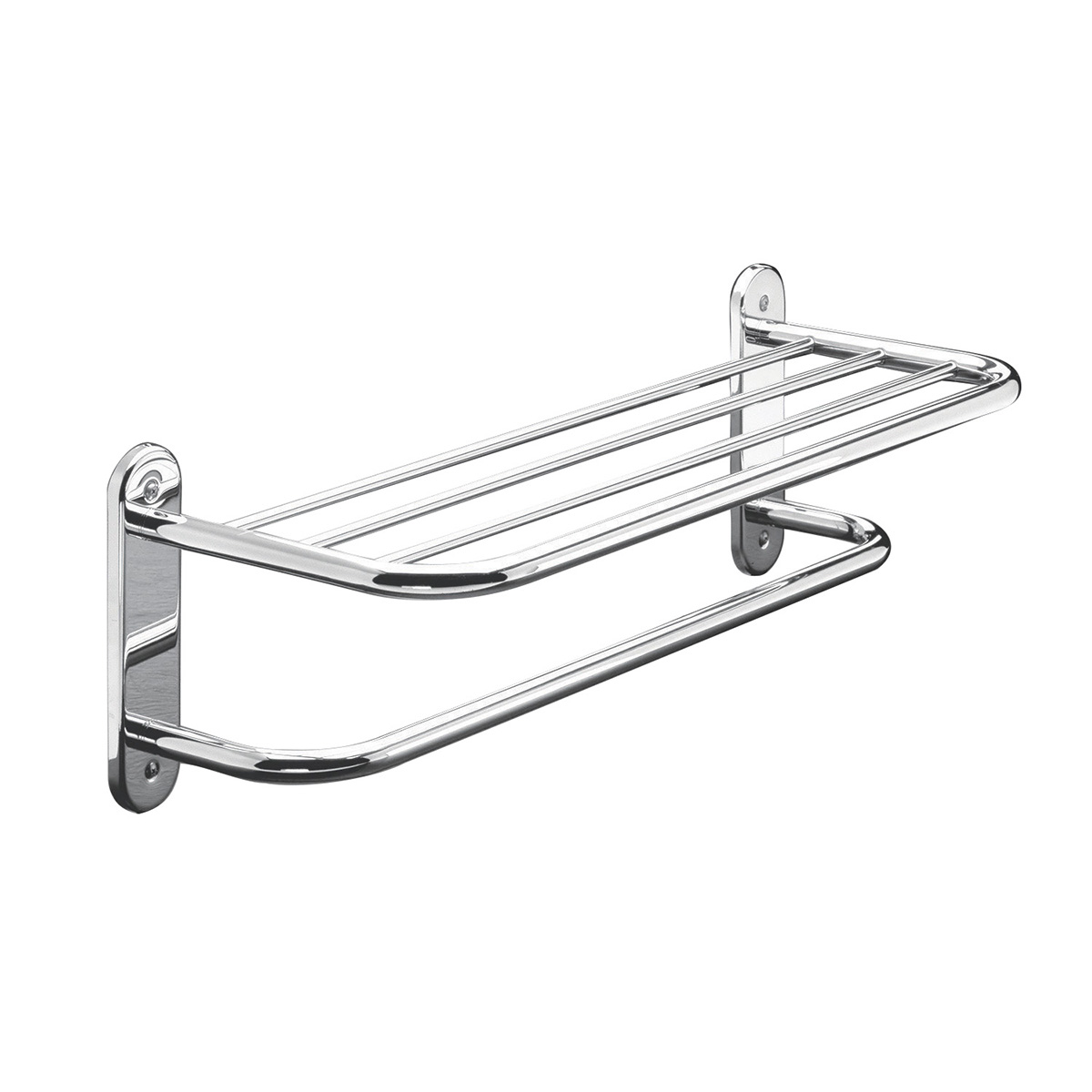 Towel Shelves - Towel Shelf With Bar - 3 4 Frame Tubing - Polished Chrome