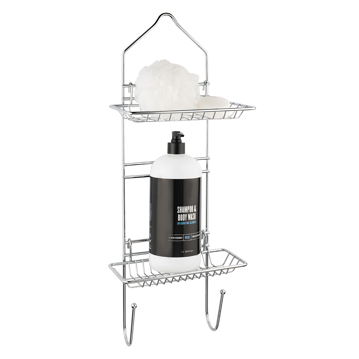 Bath Accents - Reversible Shower Caddy with Adjustable Baskets - Reversible Shower Caddy with Adjustable Baskets - Polished Chrome