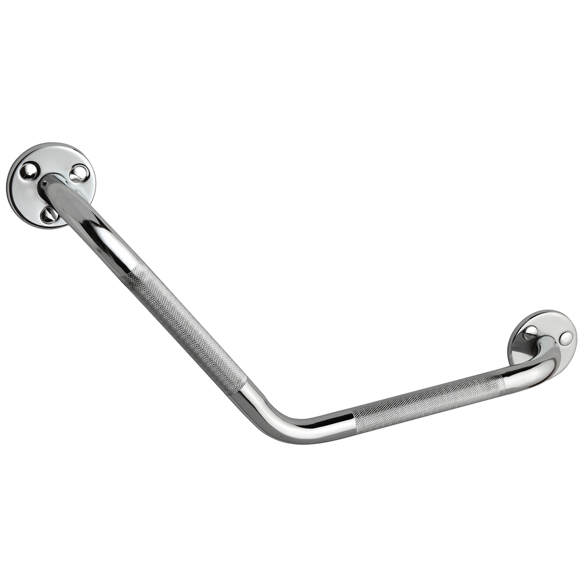Grab Bars - Exposed Mount 135° Angled Grab Bar, Knurled 1" Diameter - 12" - Polished Stainless Steel