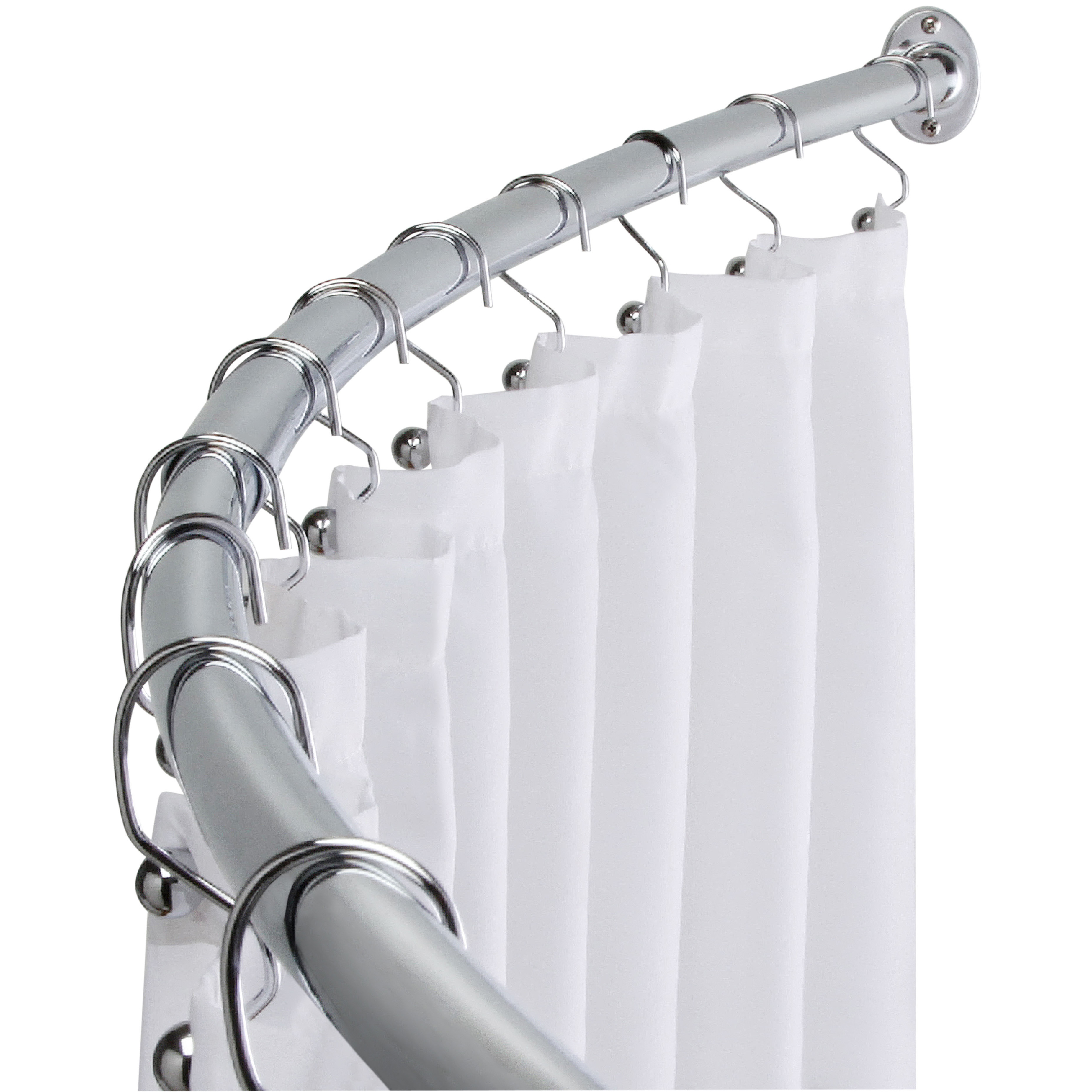 Swcorp AC-AZSR88CH 48-88 in. Anzzi Shower Curtain Rod with Shower Hooks in Polished Chrome