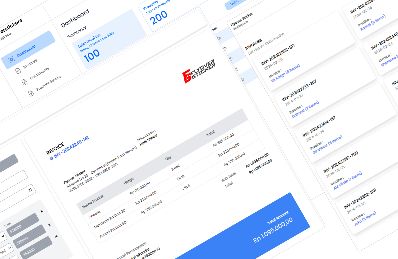 Flyover Sticker Invoices generator