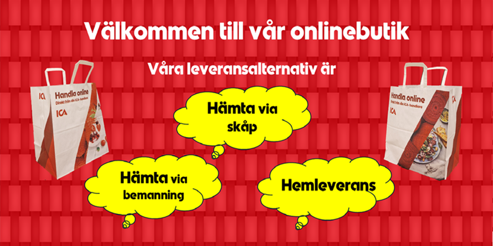 Välkommen till vår onlinebutik. Våra leveransalternativ är hämta via bemanning, hämta via skåp eller hemleverans