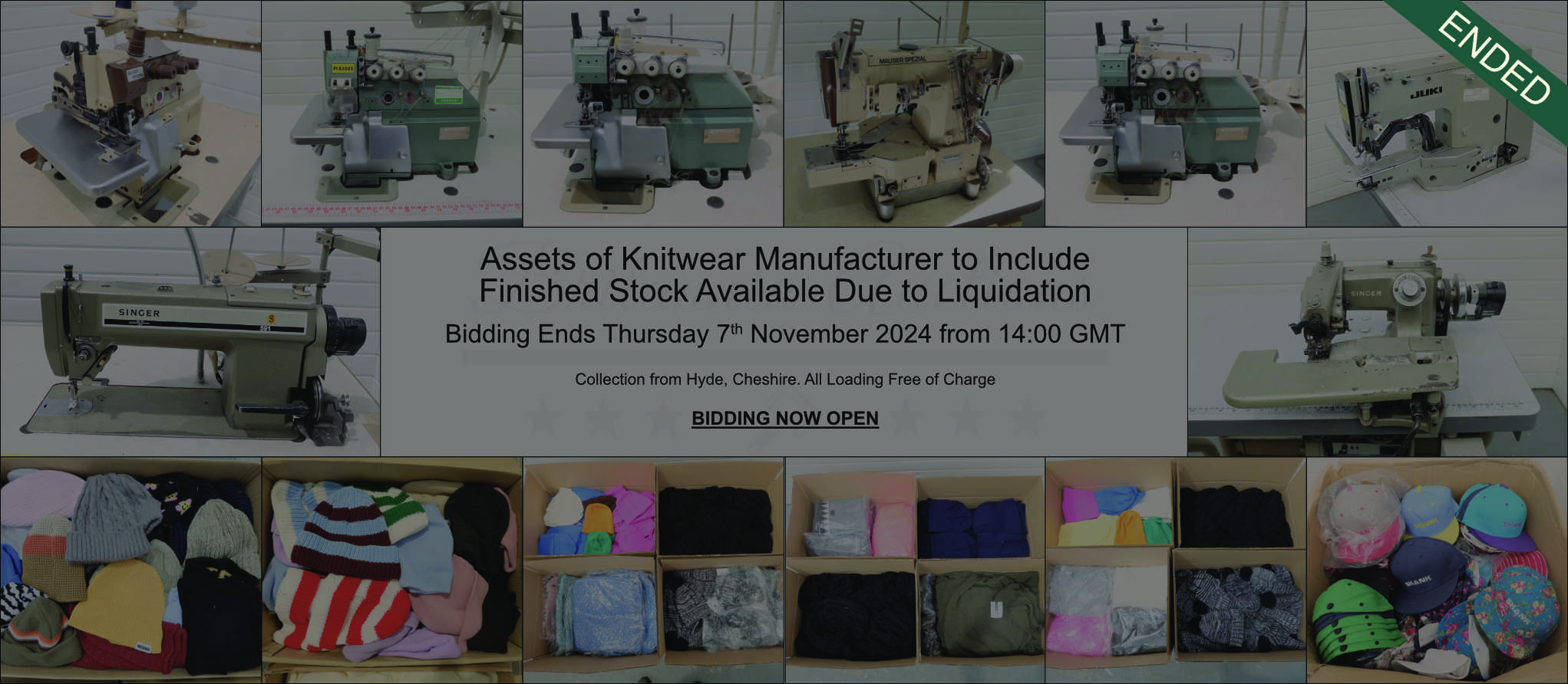 Assets of Knitwear Manufacturer to Include Finished Stock Available due to Liquidation