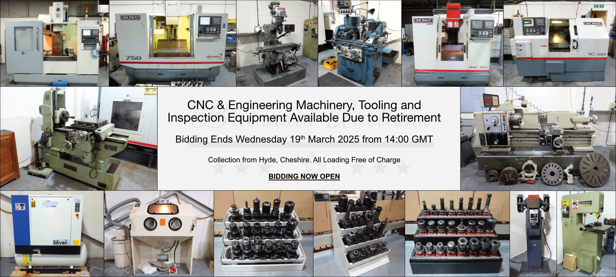 CNC & Engineering Machinery, Tooling and Inspection Equipment Available Due To Retirement