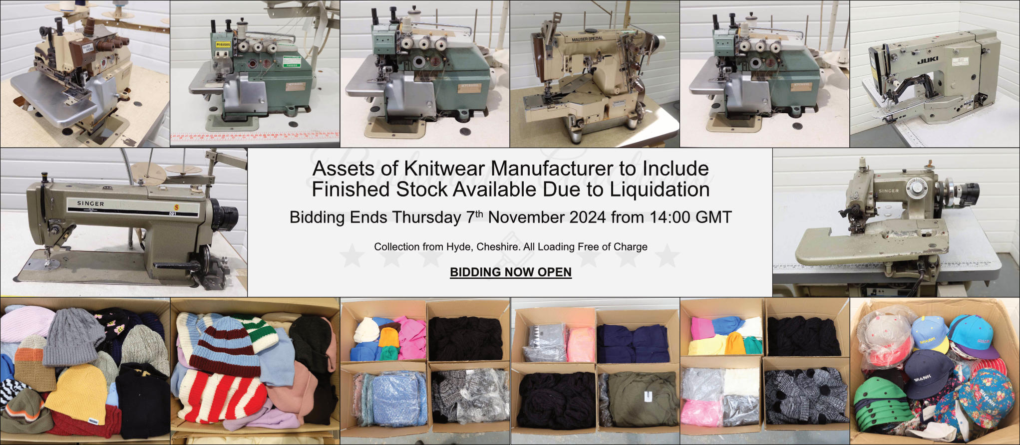 Assets of Knitwear Manufacturer to Include Finished Stock Available due to Liquidation