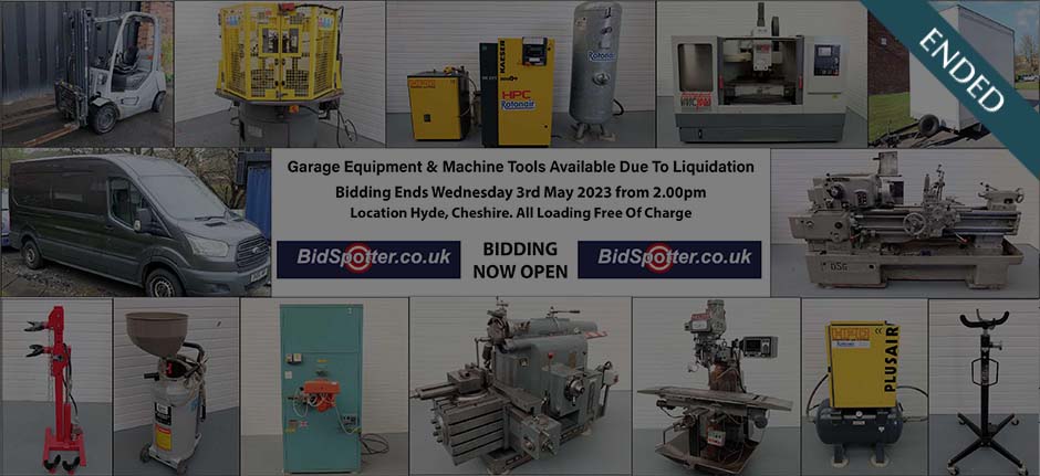 Garage Equipment & Machine Tools Available Due To Liquidation