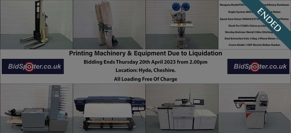 Printing Machinery & Equipment Available Due To Liquidation
