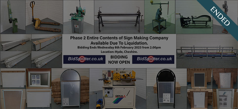 Phase 2 Entire Contents of Sign Making Company Available Due To Liquidation.