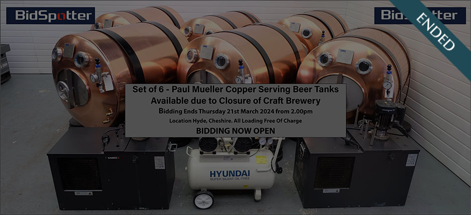 Set of 6 Paul Mueller Copper Serving Beer Tanks Available due to Closure of Craft Brewery