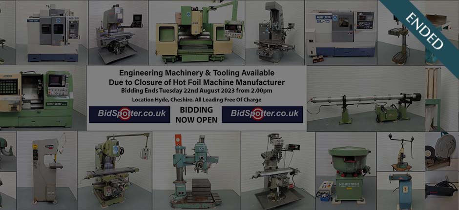 Engineering Machinery and Tooling Available Due To Closure of Hot Foil Machine Manufacturer.