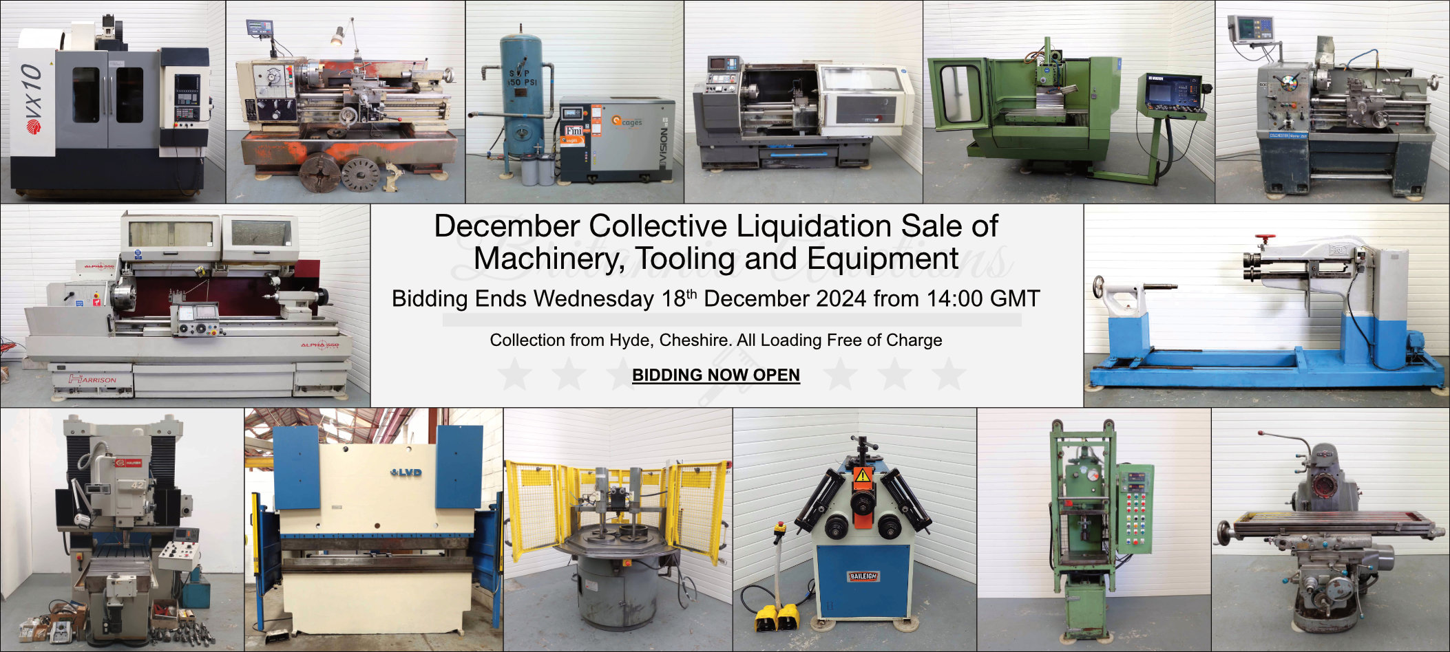 December Collective Liquidation Sale of Machinery, Tooling and Equipment