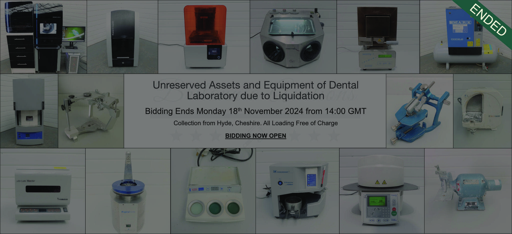 Unreserved Assets and Equipment of Dental Laboratory Available due to Liquidation