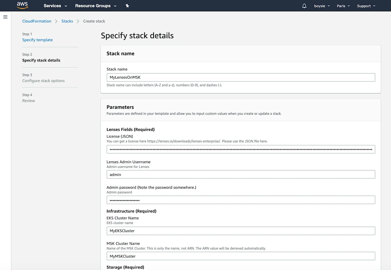 lenses.io cloud formation for aws eks for msk