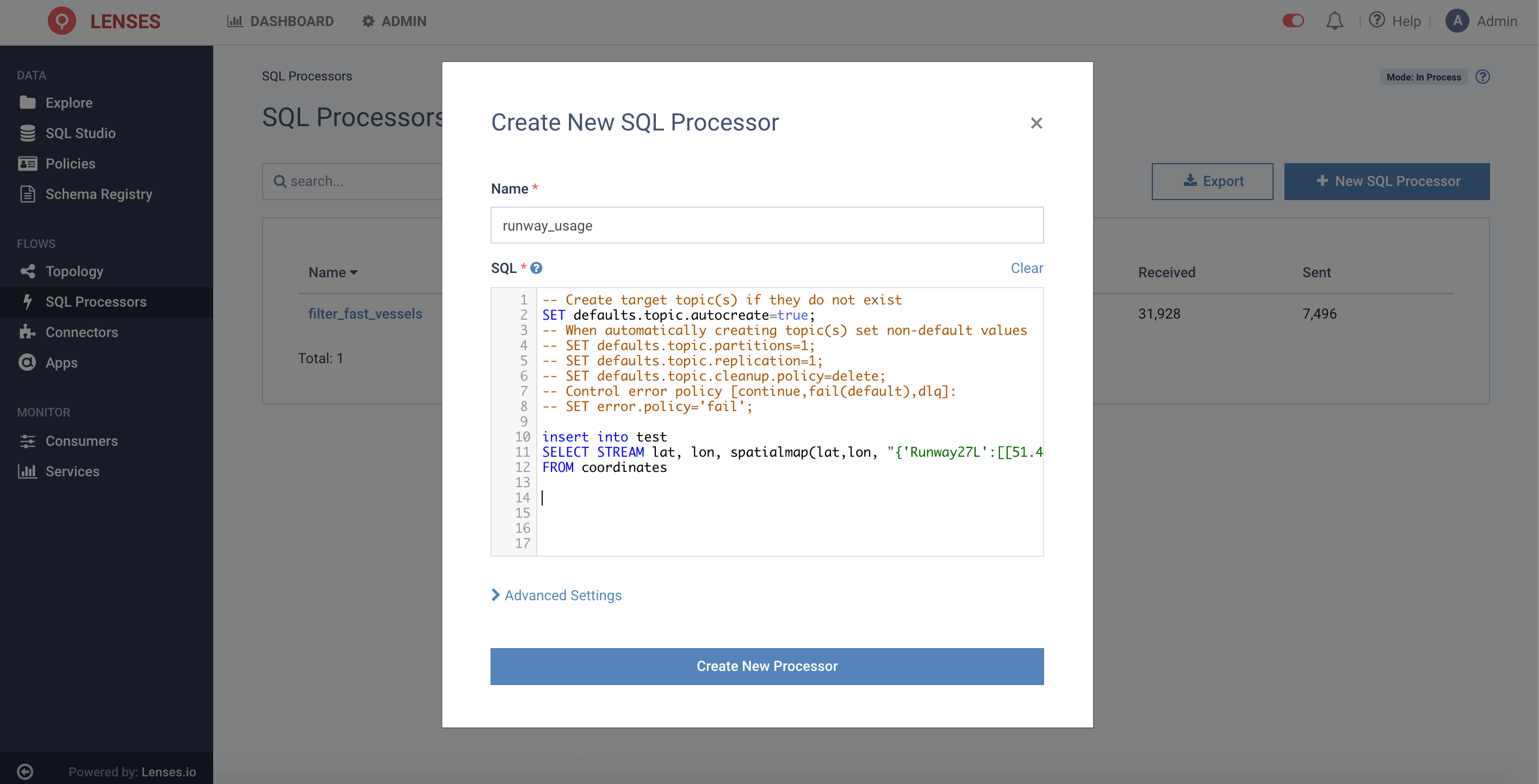 Lenses.io geo Streaming SQL spatial analysis with Point in Polygon algorithm for Apache Kafka