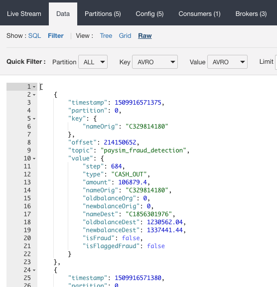 lenses raw data view