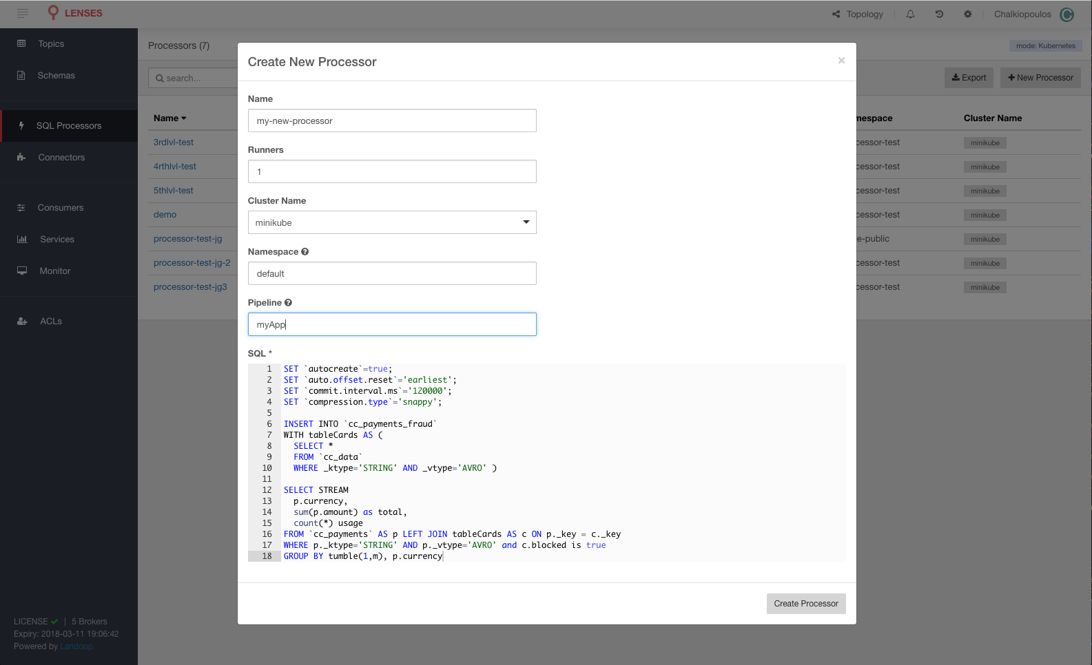 create sql processors 