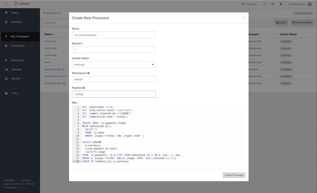 create sql processors 