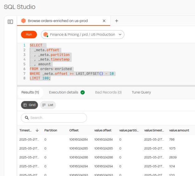Lenses SQL Studio