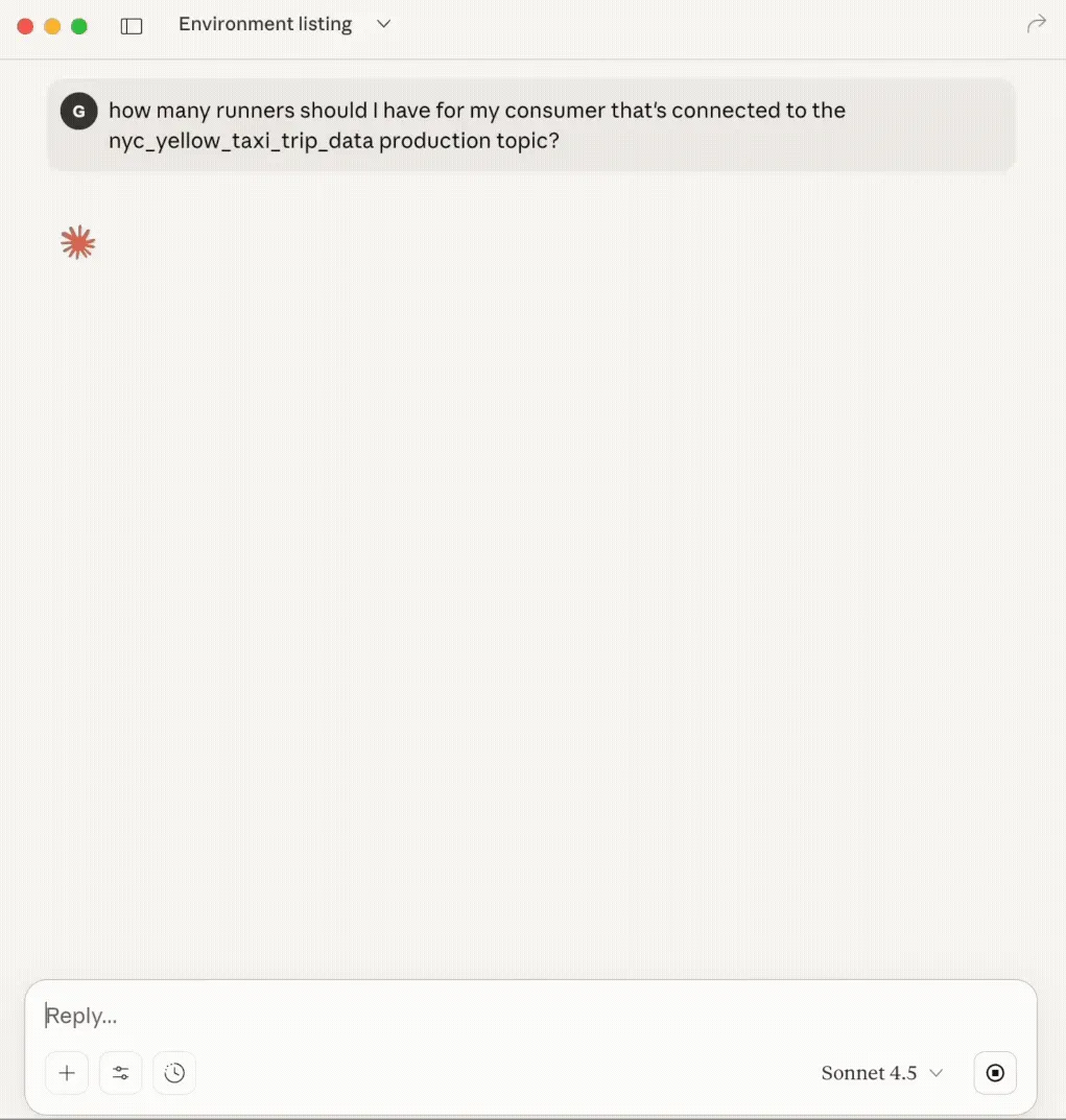 Kafka MCP Server - prompt to get context on runners