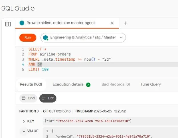Lenses Global SQL Studio