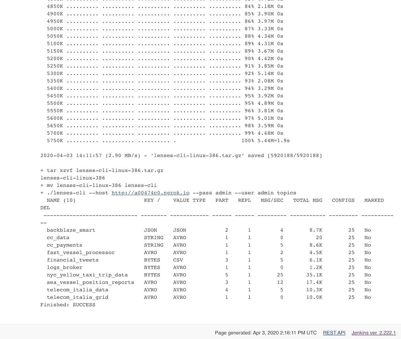 Jenkins Job - bottom output