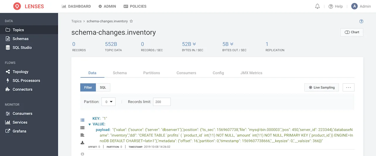 debezium event snowflake mysql