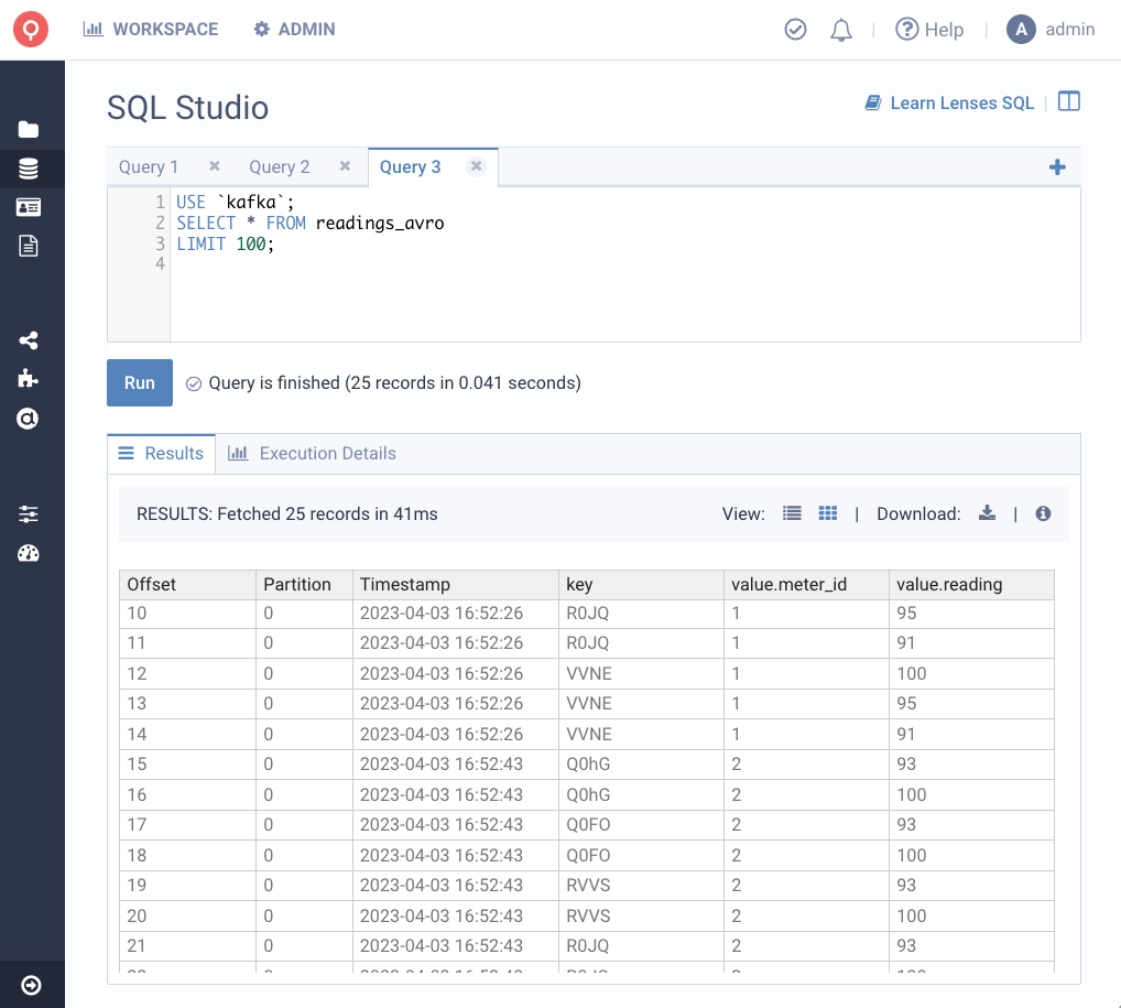 Showing events of flattened array in Lenses SQL Studio and Apache Kafka 