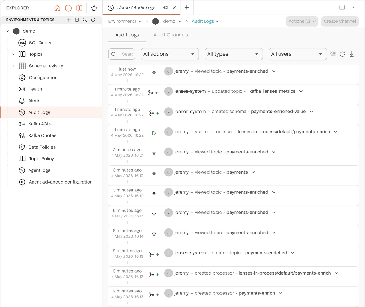 Data Platform Audit Logs